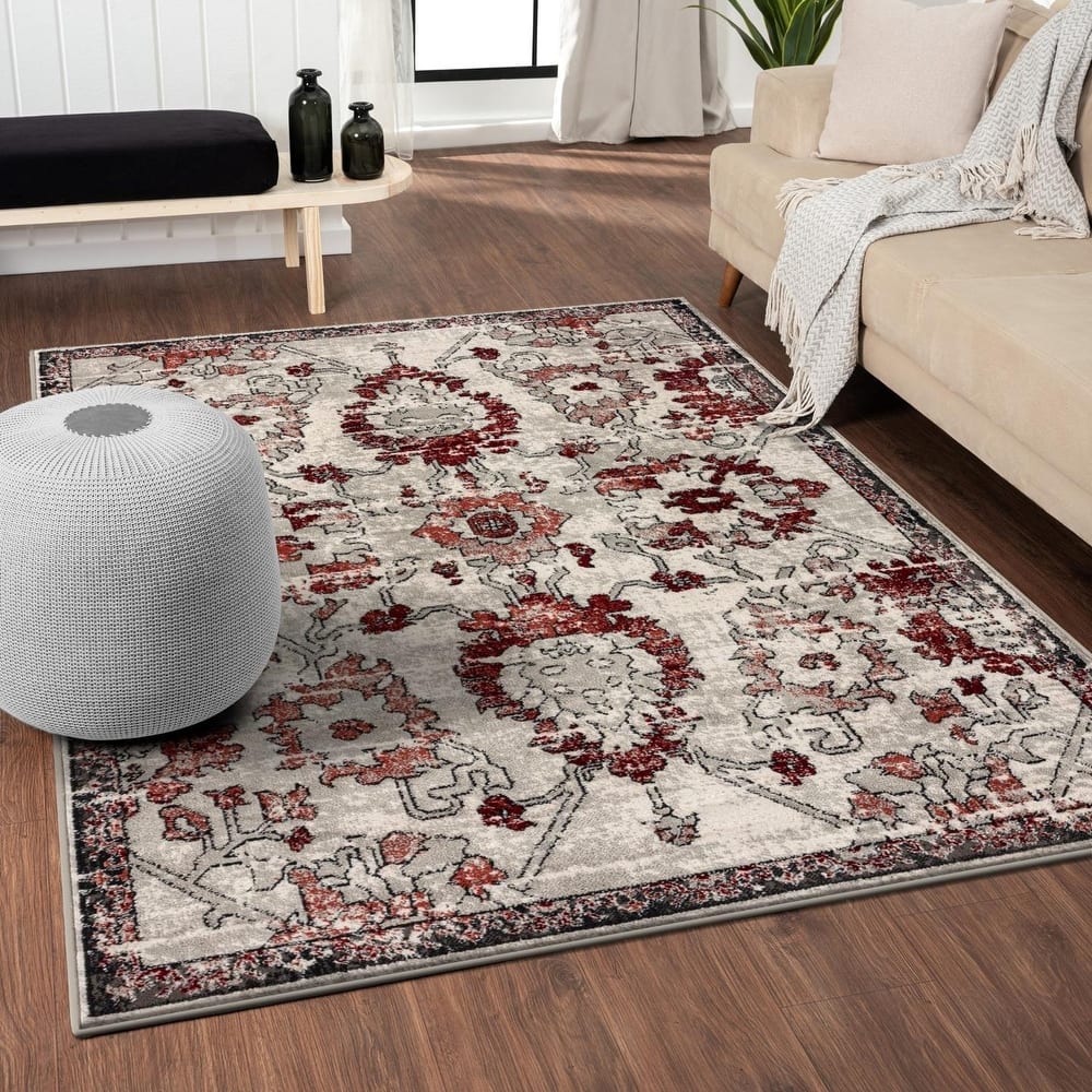 Luxe Weavers Oriental Floral Distressed Area Rug