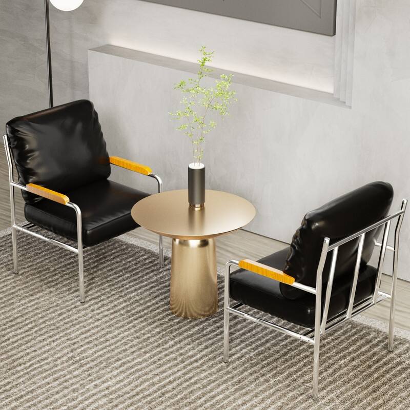 Momei 33.6"H Mid-Century Modern Armchair Stainless Steel Frame Accent Chair - 21.2"L x 24.2"W x 33.6"H
