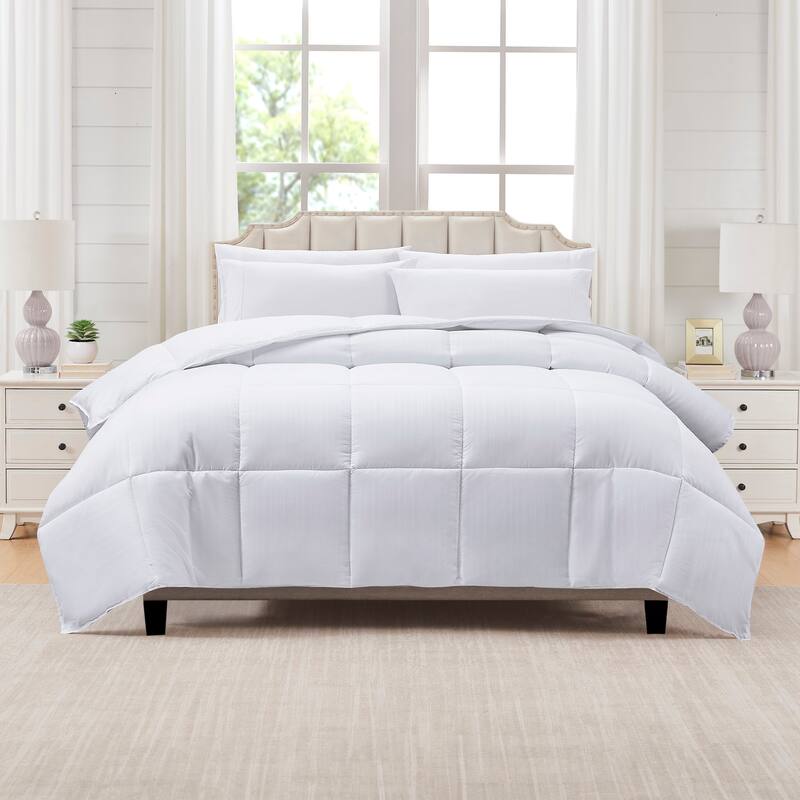 Modern Threads Down Alternative Quilted Reversible Comforter - White Stripe - King