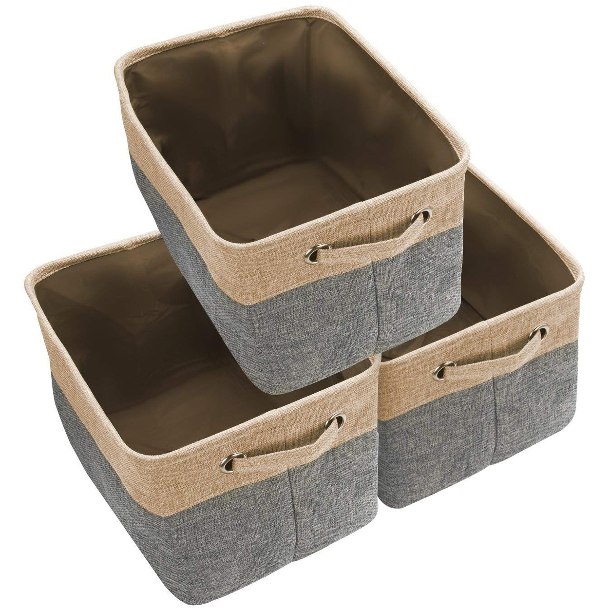 Bidtakay Basket Storage Bins with Handles Fabric Large Storage Baskets for  Organizing Set of 3 Collapsible Rectangular Basket for Shelves Closet