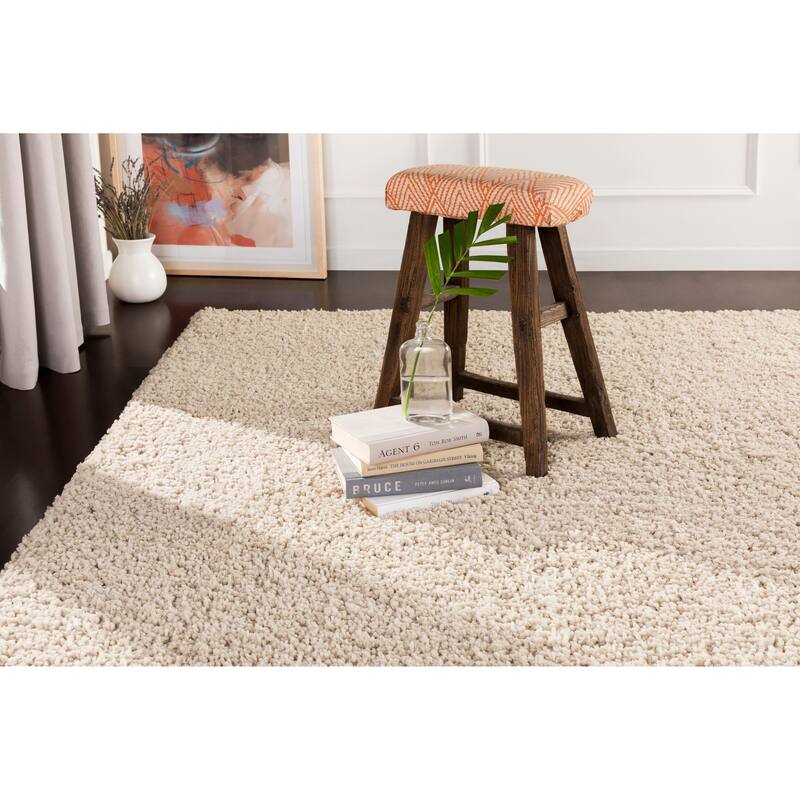 Benson Handmade Solid Shag Area Rug - Light Beige - 12' x 15'