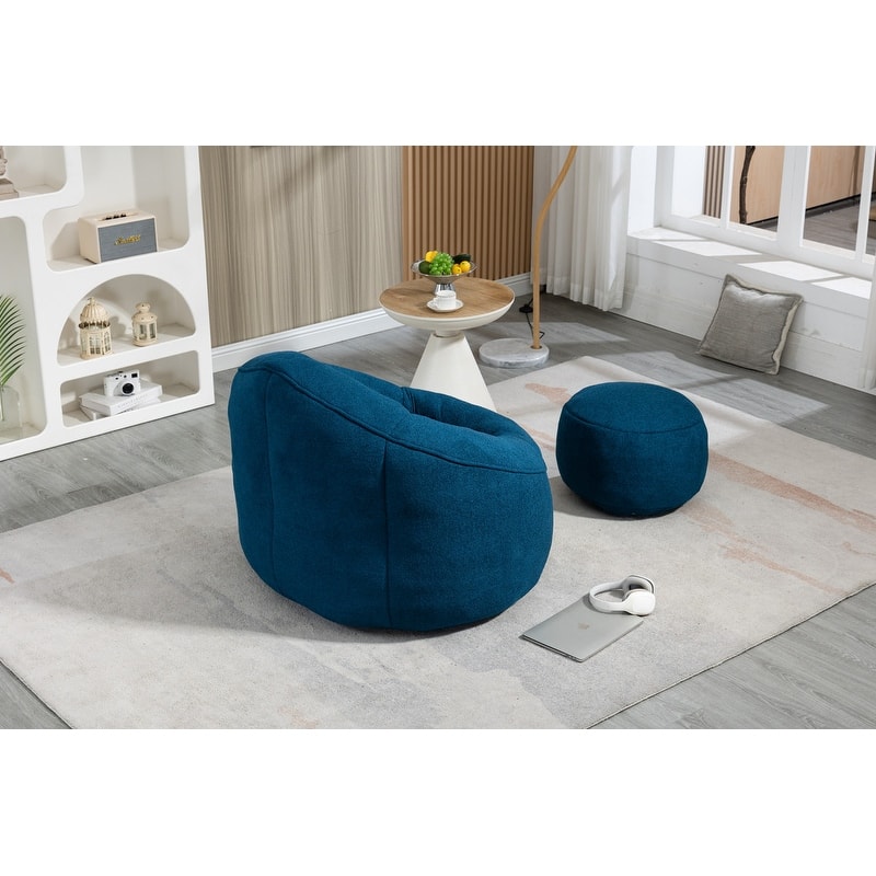 Bean Bag Chair w/Foot Stool in Multiple Colors, Giant Foam-Filled Furniture-Maximum Comfort Bean Bag