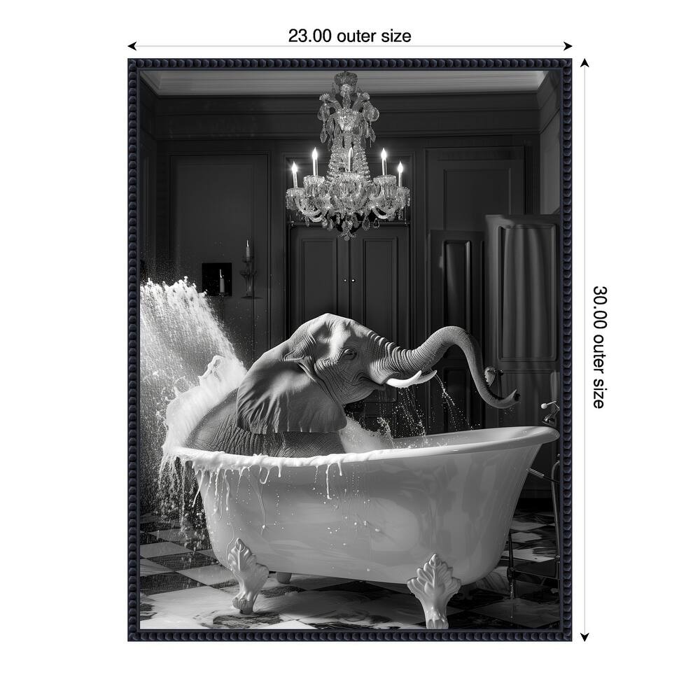 Big Elephant Splash by Niky Rahner Framed Canvas Wall Art