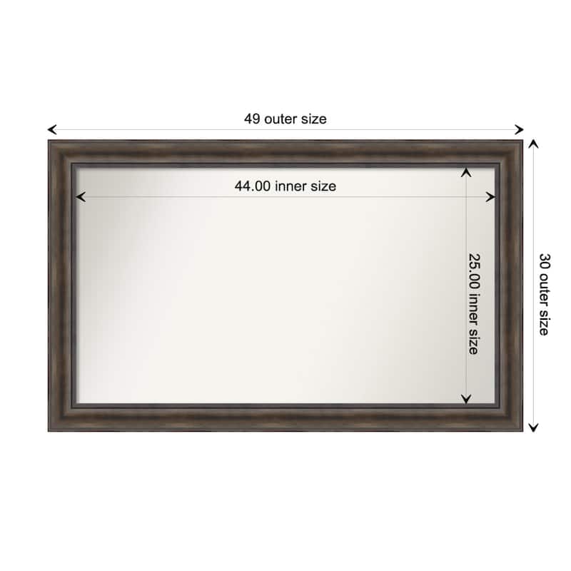 Rustic Pine Brown Framed Non-Beveled Custom Wall Mirror, Bathroom Vanity Mirror - Outer Size: 49.5 x 30.5