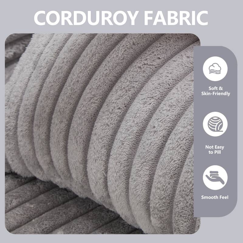 L-Shape Sectional Sofa with Ottoman, Fabric Upholstered Floor Cloud Couch, Modular Corner 3 Seat Sofa with Deep Seat