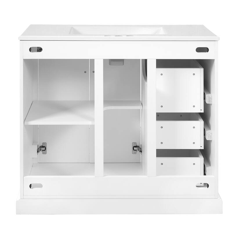 36" Modern Bathroom Vanity with Ceramic Sink, Soft-Close Door, Adjustable Shelf & 3 Drawers, Ample Storage