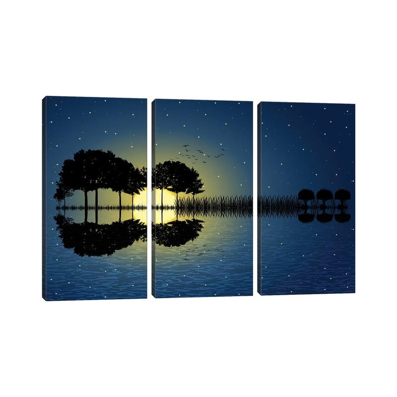 iCanvas "Guitar Island Moonlight" by psychoshadow 3-Piece Wall Art Set
