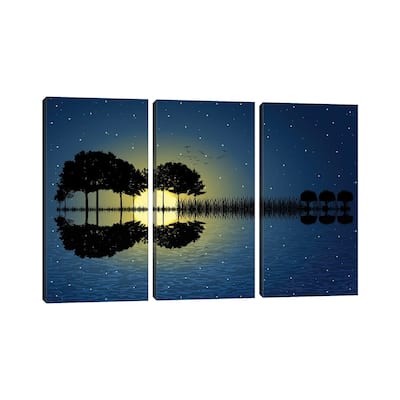 iCanvas "Guitar Island Moonlight" by psychoshadow 3-Piece Wall Art Set