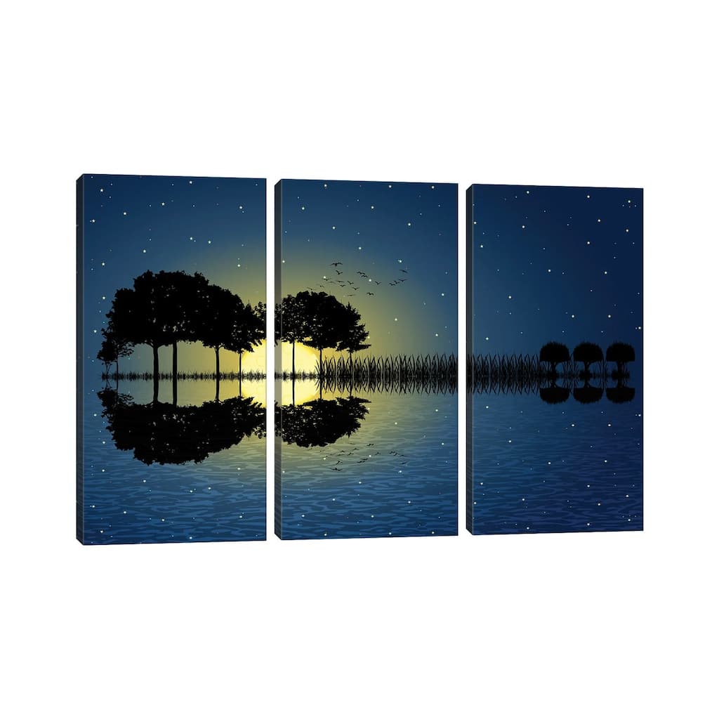 iCanvas "Guitar Island Moonlight" by psychoshadow 3-Piece Wall Art Set