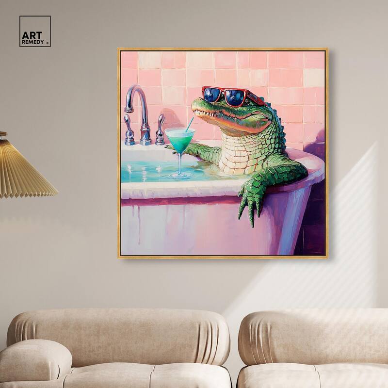 Cocktail Croc II Canvas by Art Remedy
