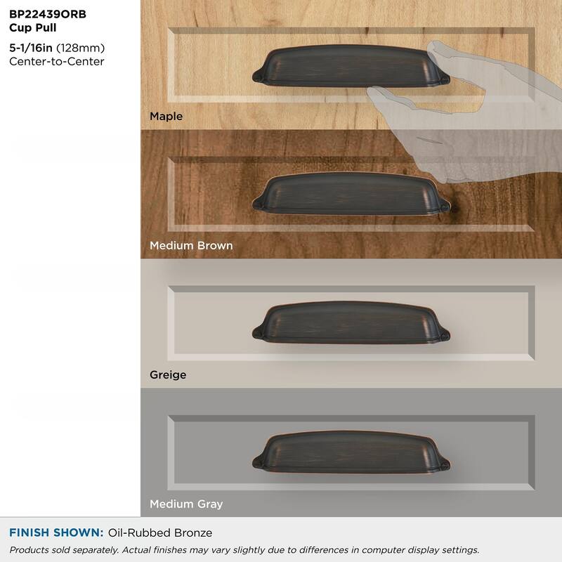 Stature 5-1/16 in (128 mm) Center-to-Center Oil-Rubbed Bronze Cabinet Cup Pull - 10 Pack - 5.0625