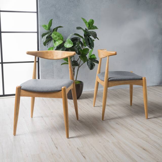 Francie Mid-Century Modern Dining Chairs (Set of 2) by Christopher Knight Home - 20.50" W x 20.25" L x 29.75" H - Grey with Oak Finish