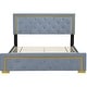 preview thumbnail 7 of 10, Queen Size Upholstered Platform Bed with Tufted Padded Headboard, Metal Wire Frame Accents, Sturdy Metal Legs