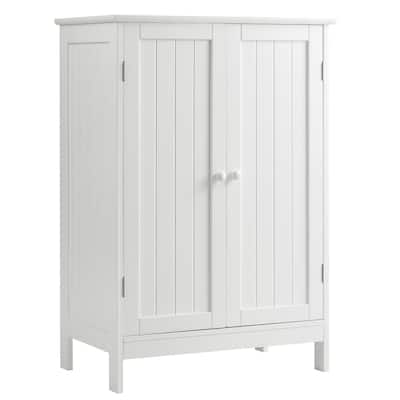 Gymax Bathroom Floor Storage Cabinet Double Door Kitchen Cupboard Shoe