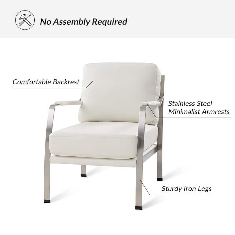 Salvatore Modern Genuine Leather Armchair with Foot Caps by HULALA HOME