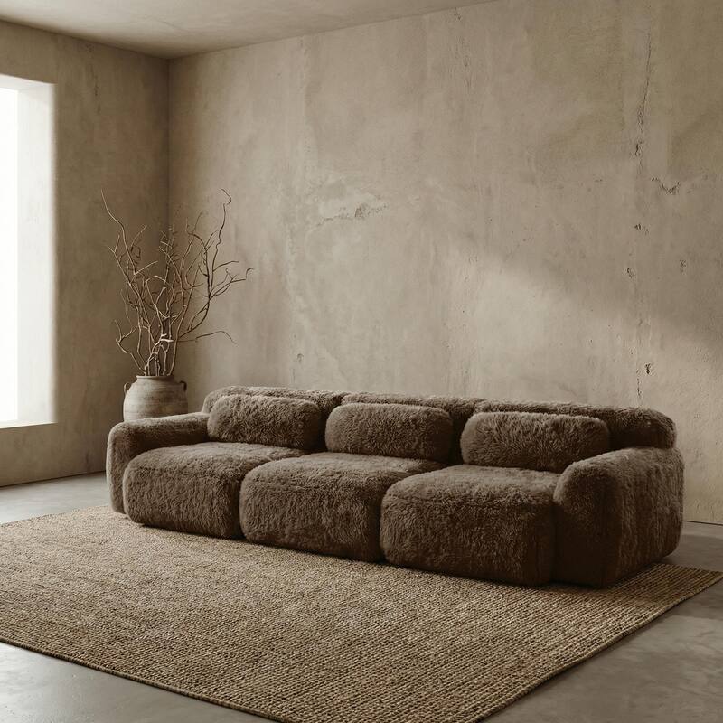 Homy Casa Chocolate Plush Fabric Non-Slip Modular Floor Sofa Sectional