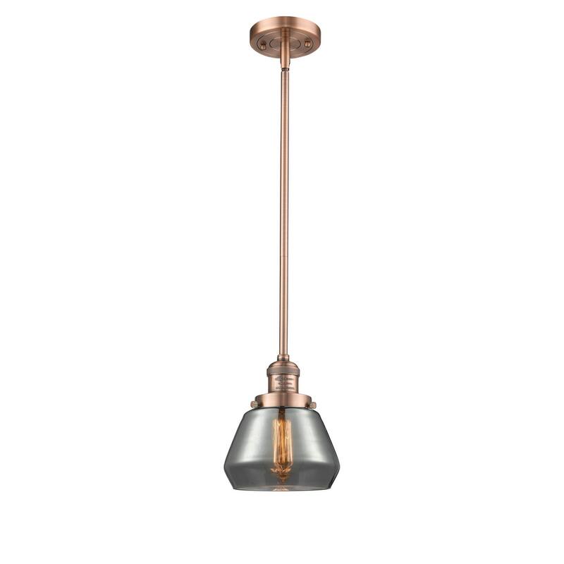 Innovations Lighting Fulton Single Light 7" Wide Mini Pendant with - Antique Copper / Smoked