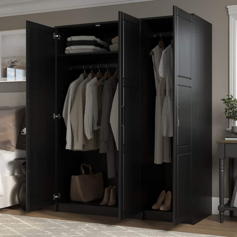 Palace Imports 100% Solid Wood Urban 3-door Wardrobe with Solid and Mirrored Doors