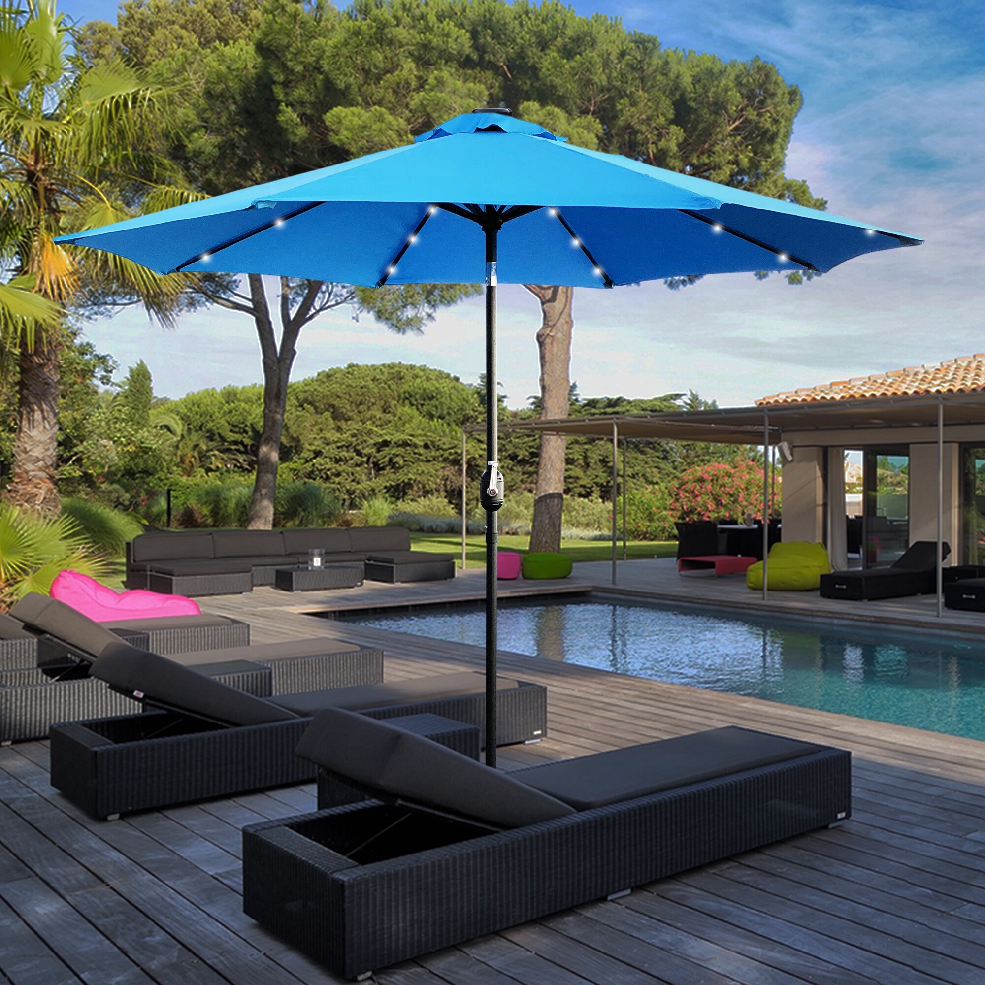 Shop Black Friday Deals On Maypex 9 Foot Solar Led Lighted Patio Umbrella Overstock 29406832