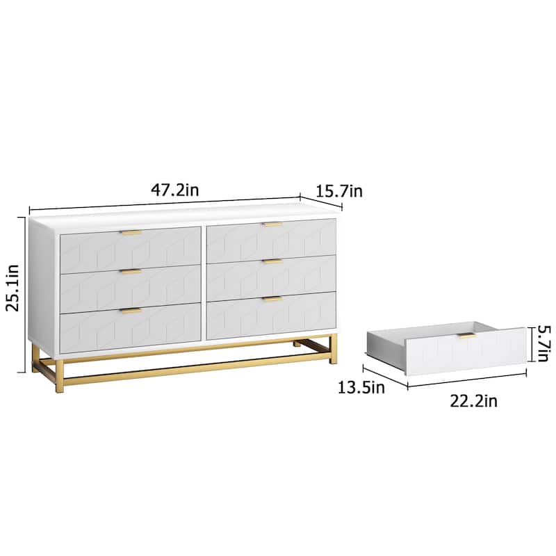 6 Drawer Dresser For Bedroom With Modern Style