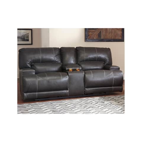 McCaskill Gray Power Reclining Loveseat with Console