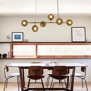 6 Lights Globe Mid Century Chandelier Sputnik Modern Pendant Lighting ...