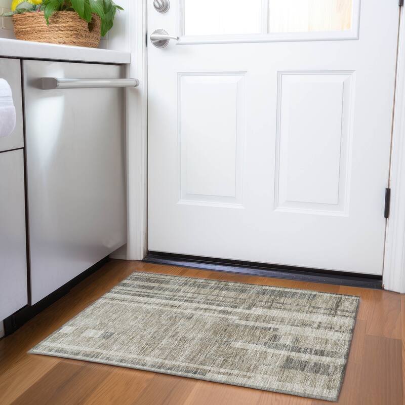 Premium Washable Super Soft Casual Contemporary Mayfield Rug - Taupe - 1'8" x 2'6"