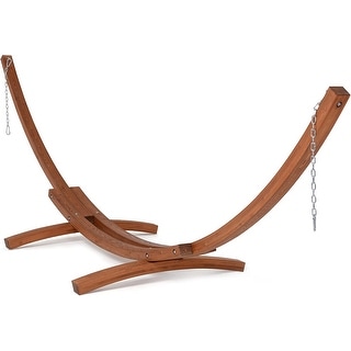 14 ft Wooden Hammock Stand Only, Heavy Duty Larch Wood Arc Hammock Stand with Chains and Carabiners, 400 lbs Capacity