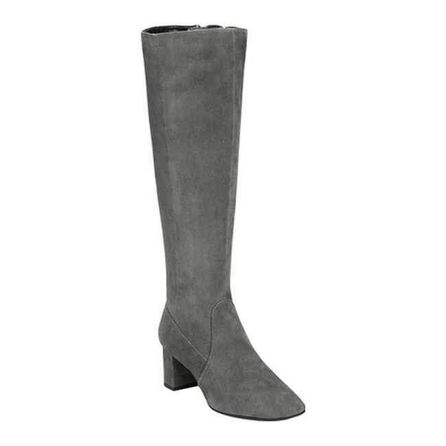 womens grey suede knee high boots
