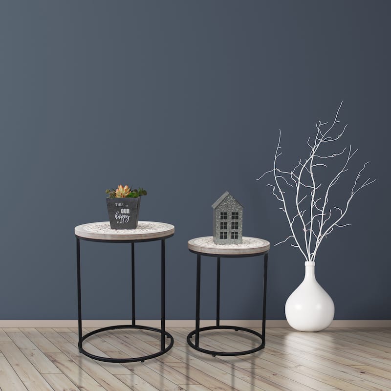 Farmhouse Round Nesting Side Table Set of 2 - 22.5''
