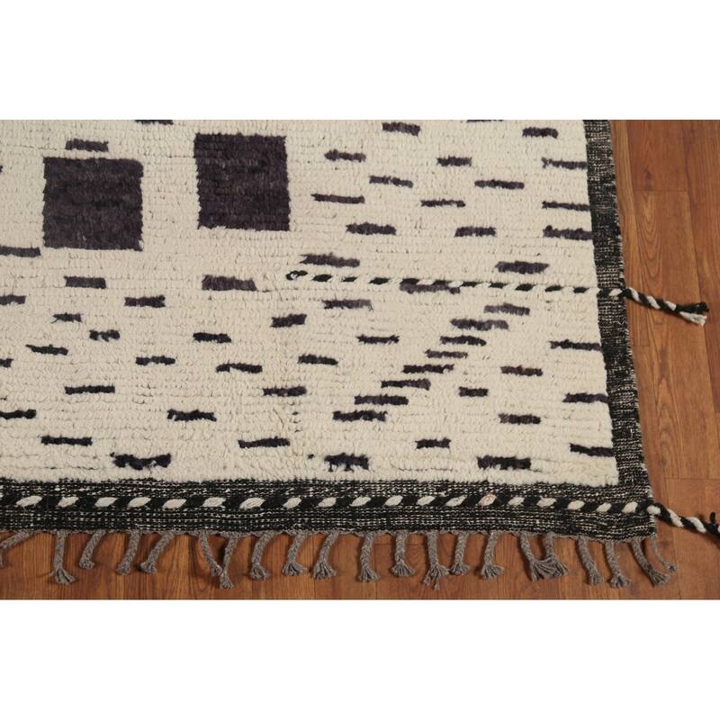 Abstract Moroccan Oriental Area Rug Handmade Contemporary Wool Carpet - 6'11"x 10'5"