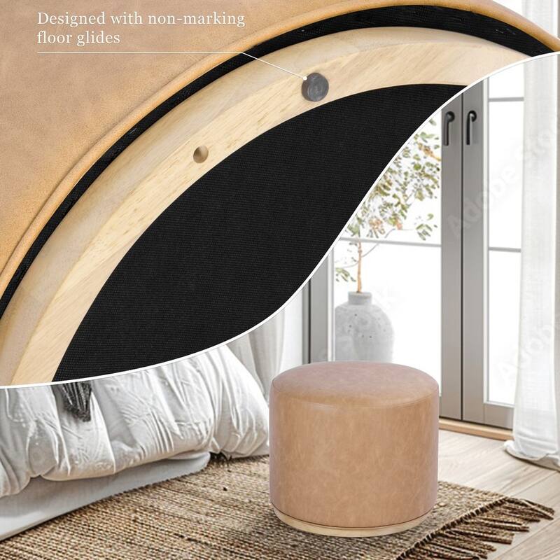 HomePop Drift Ottoman with Wood Base