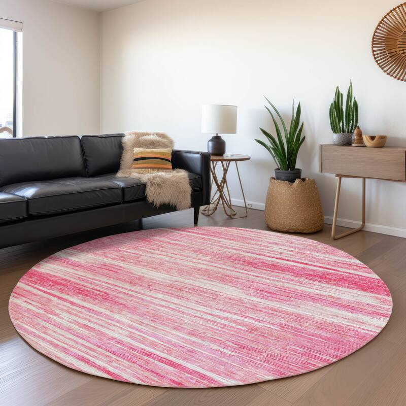 Premium Washable Super Soft Ombre Stripes Mayfield Rug - Pink - 8' x 8'