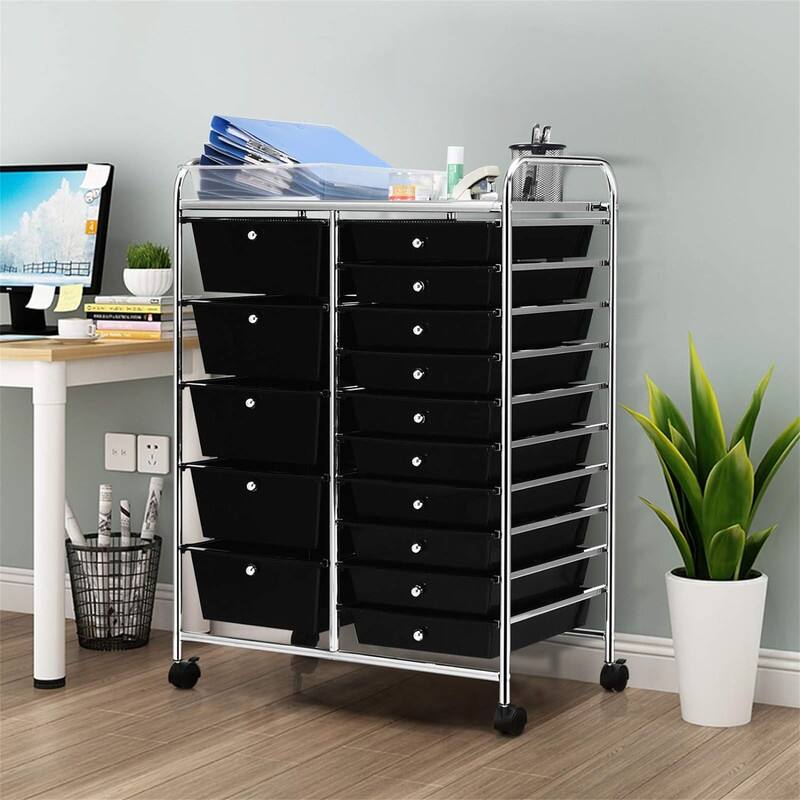 15 Drawer Storage Drawer Cart - 14.5"D x 25"W x 34.5"H