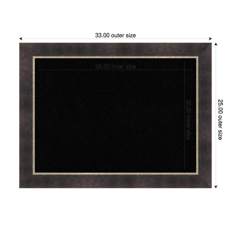 Odin Antique Bronze Wood Framed Cork Board - Bulletin Board, Organization Board, Pin Board - Black - 33 x 25 in