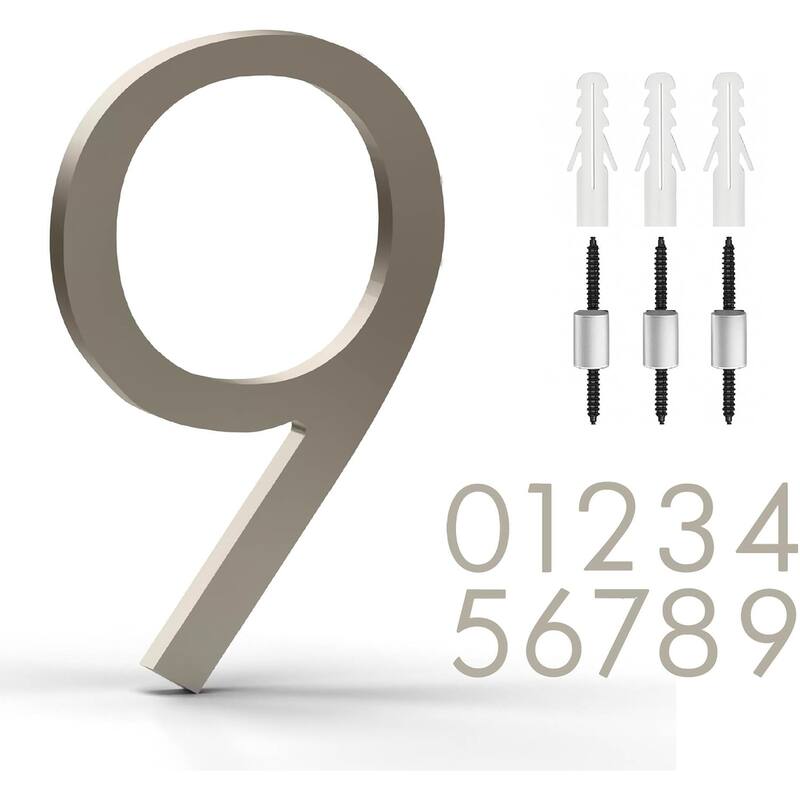 Mega Handles Modern Metal House Numbers | Heavy Duty Outdoor Address Digits | Easy to Install, Floating or Flush Mount Design