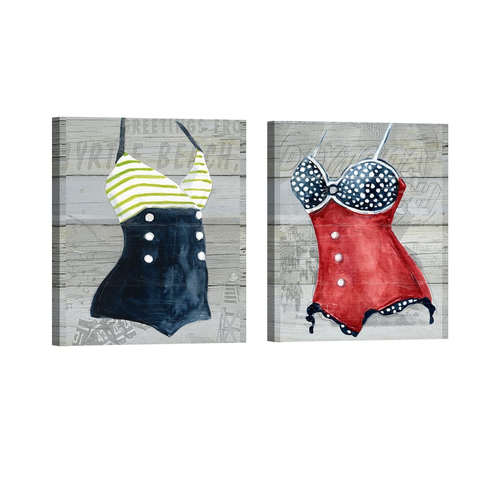 Vintage Swimwear I & II on Wood by Carol Robinson Canvas Art Prints