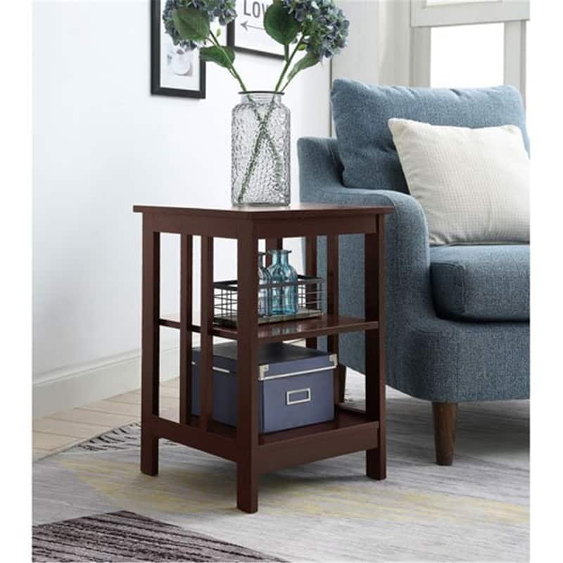 End Table with Spacious Surface and Multiple Shelves, Functional Storage Accent Table for Books, Décor, and Daily Living Use