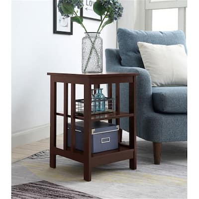 End Table with Spacious Surface and Multiple Shelves, Functional Storage Accent Table for Books, Décor, and Daily Living Use