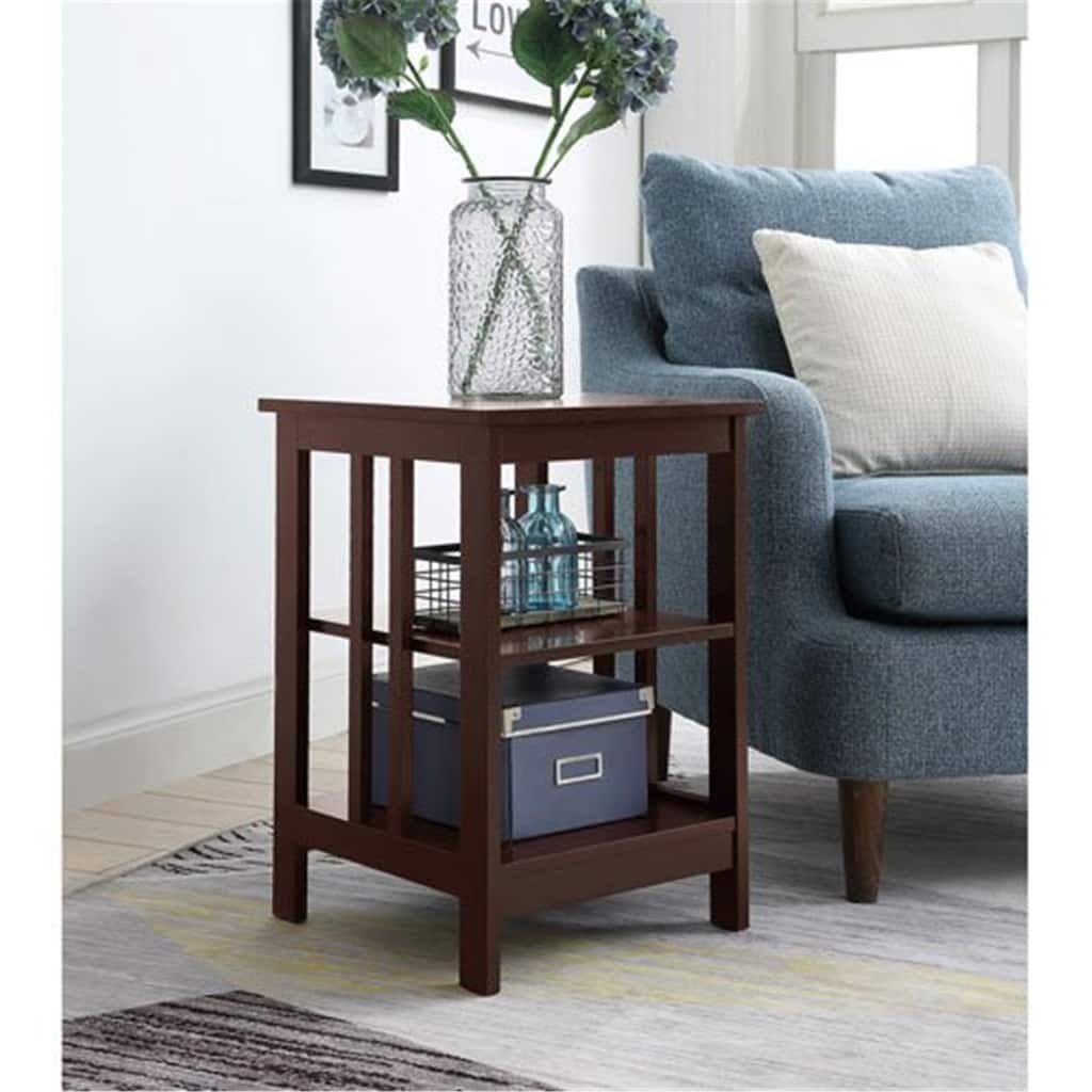 End Table with Spacious Surface and Multiple Shelves, Functional Storage Accent Table for Books, Décor, and Daily Living Use