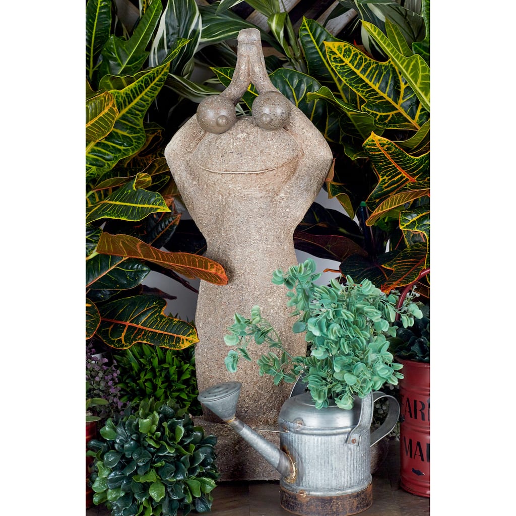 Benzara Polystone Yoga Frog Sculpture
