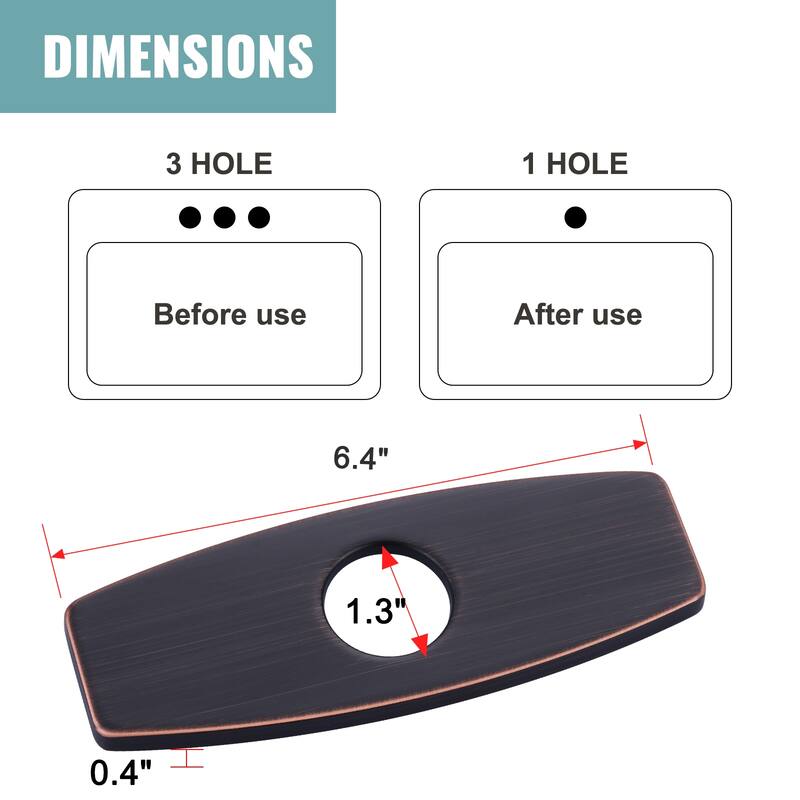 WOWOW Stainless Faucet Deck Plate, Fits 1 to 3 Hole Sinks, 5 Finishes