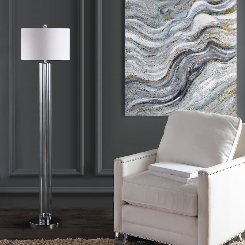SAFAVIEH Lighting Sveva 64-inch Chrome Led Floor Lamp - 15" x 15" x 64" - Clear - 15Wx15Dx64H