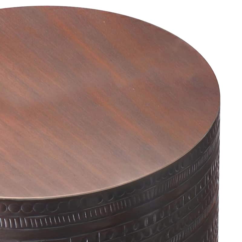 WYNDENHALL Jean 15" Wide Tribal Pattern Metal Accent Table & Assembled - 15"w x 15" d x 20" h