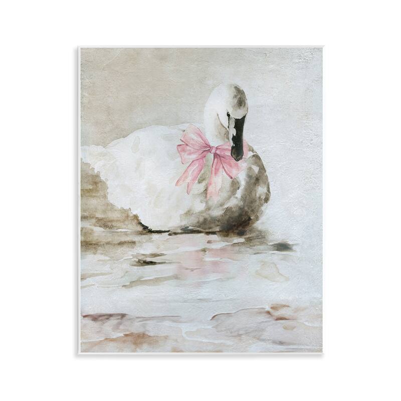 Stupell Charming Duck with Pink Bow Wall Plaque Art Design By Carol Robinson - 11 x 14