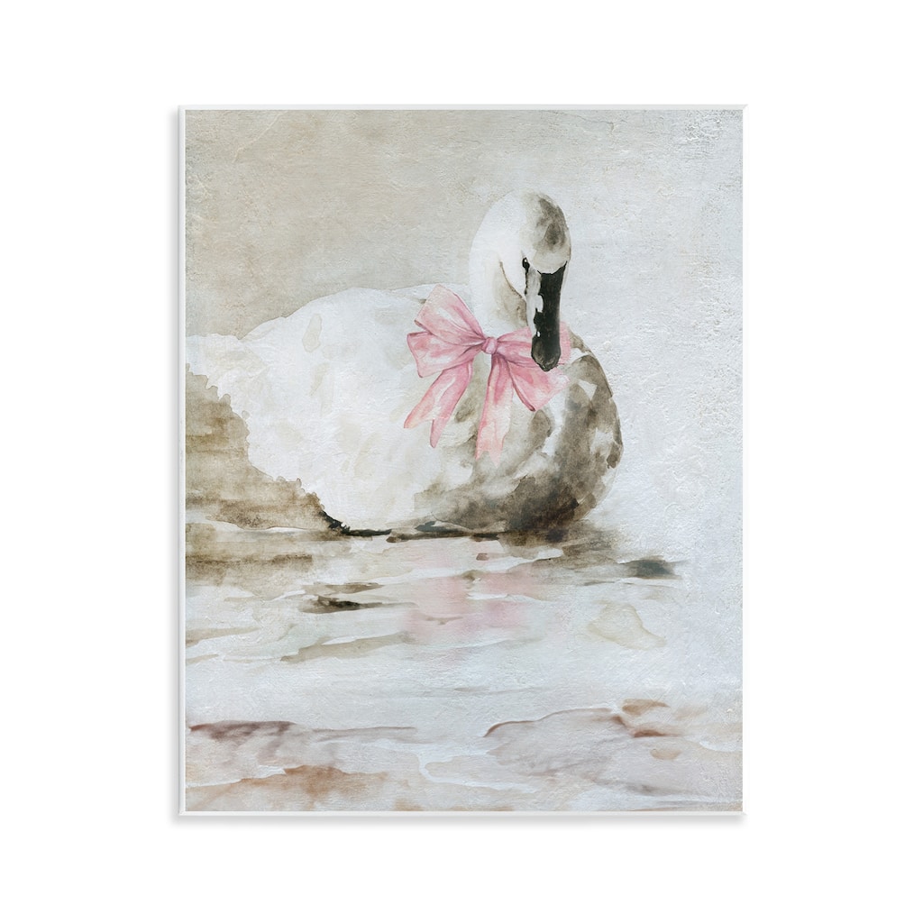 Stupell Charming Duck with Pink Bow Wall Plaque Art Design By Carol Robinson