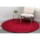 Unique Loom Solid Shag Area Rug - 8'2" x 8'2" Round - Cherry Red
