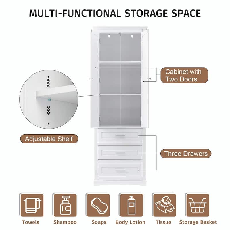 Tall Storage Cabinet with Three Drawers