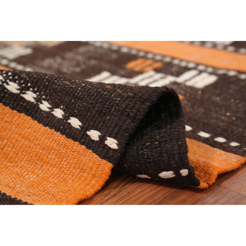 Hand Woven Oriental 100% Wool Carpet Southwestern Tribal Multi-Colored Kilim Area Rug - 8' 2'' X 5' 9''