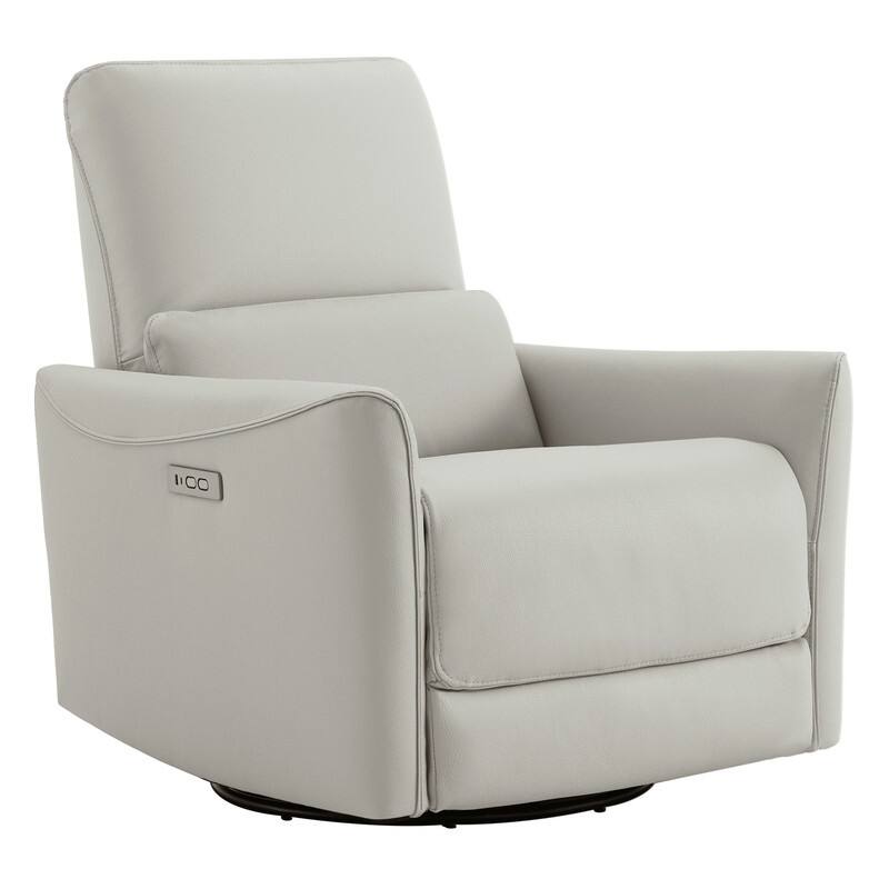 Spruce & Spring Asher Power Swivel Glider Recliner - Light Grey-Faux Leather-Single